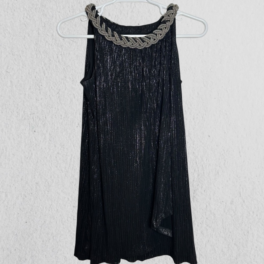 Laura petites black & silver mini dress